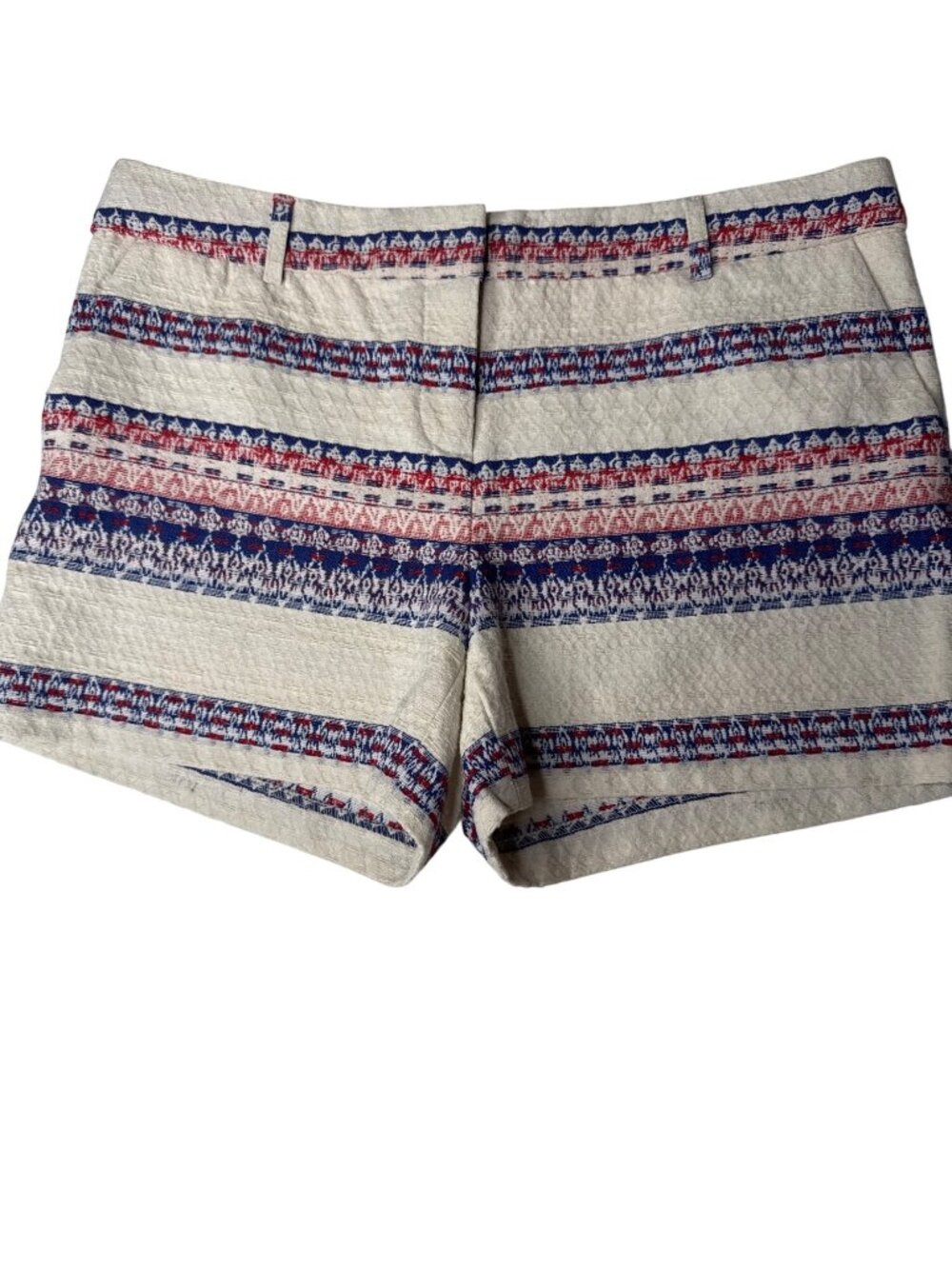 Dalia Womens Striped Woven Shorts Size 10 Red White & Blue Print Cotton Blend